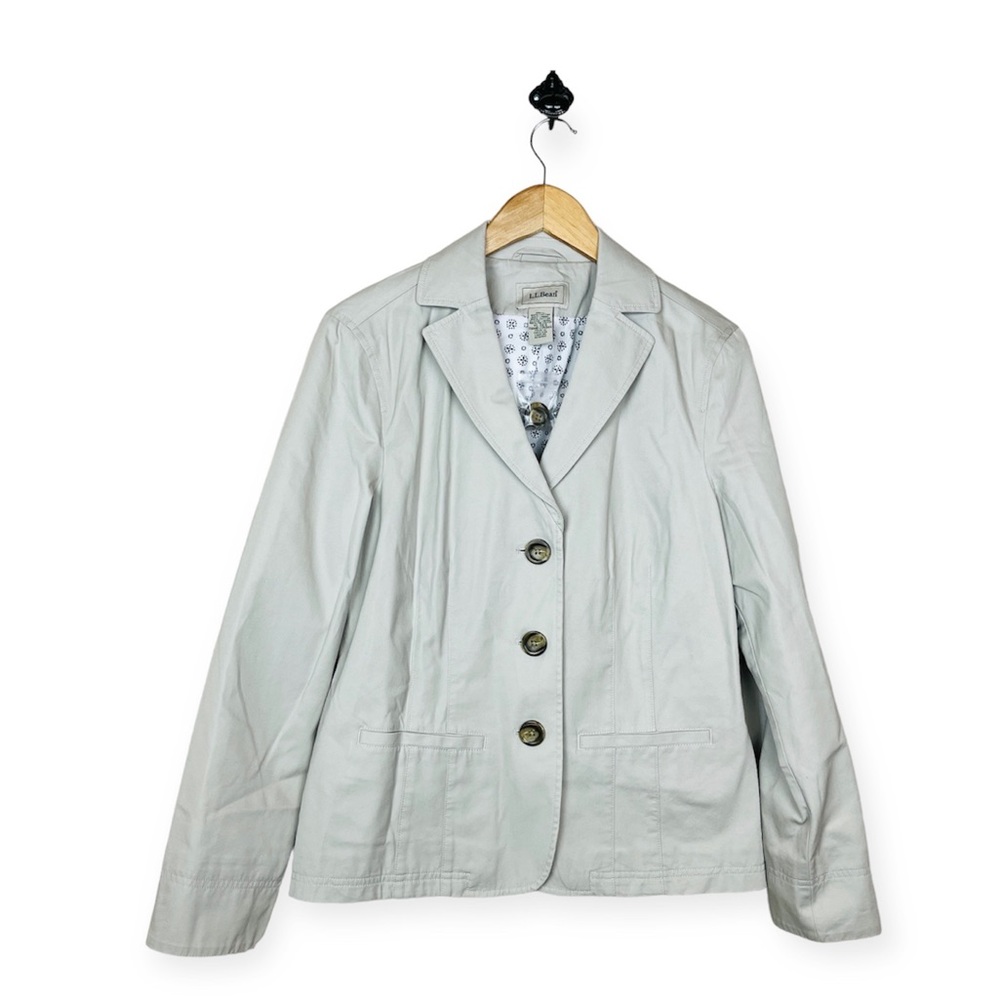 NEW L.L. BEAN Khaki Womens Chino Blazer Jacket 10 Reg NWOT Classic Utility